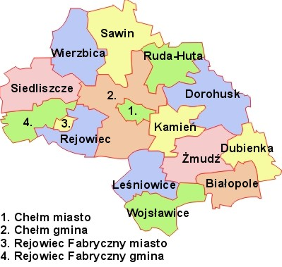 Rysunek 1. Powiat chełmski Źródło: Google.pl Powiat obejmuje powierzchnię 1887 km2, co stanowi 7,6 % powierzchni województwa. W poniższej tabeli przedstawiono podstawowe informacje statystyczne.