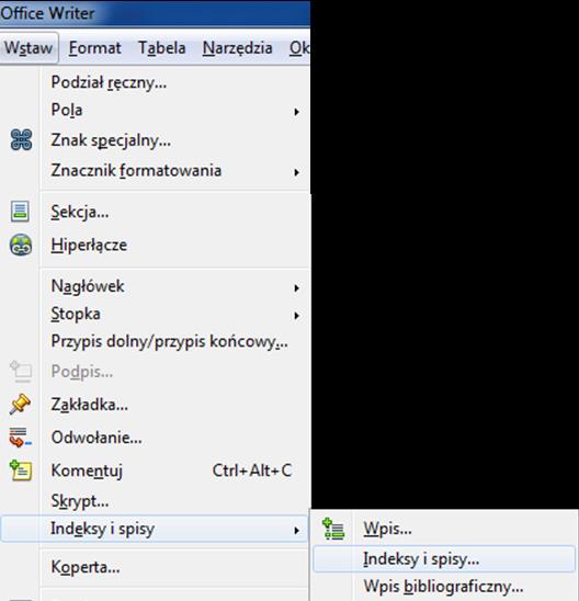 Spis treści OpenOffice Writer <1>