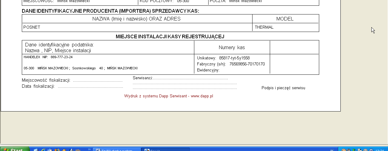 miejscu instalacji
