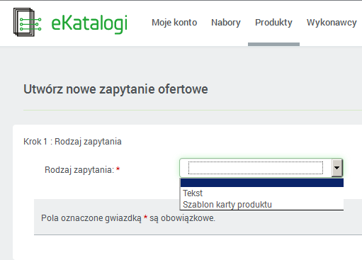 Zapytanie ofertowe (2) 1 - Utworzenie nowego zapytania ofertowego 2 - Wybór rodzaju zapytania 3 - Odpowiedź wykonawców 4 - Dodanie do koszyka zakupów 2.