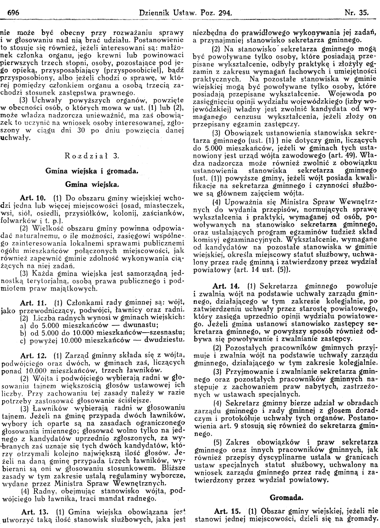 Fragment ustawy o częściowej zmianie ustroju