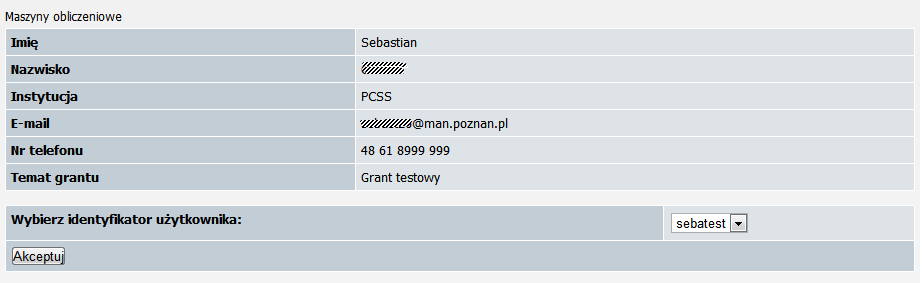 Rysunek 2: Konfiguracja identyfikatorów użytkownika Po wpisaniu żądanej nazwy użytkownika należy wybrać przycisk Rezerwuj. System sprawdzi dostępność i poprawność nazwy.