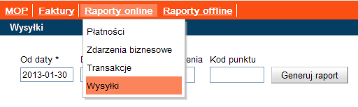 Lp. Kod rozliczenia Kod punktu: 71375 Data transakcji Numer wysyłki Transakcje Data przygotowania raportu: 2013-02-27 Od daty 2013-01-12 Do daty 2013-01-19 Kod punktu: 71375 Typ Numer karty