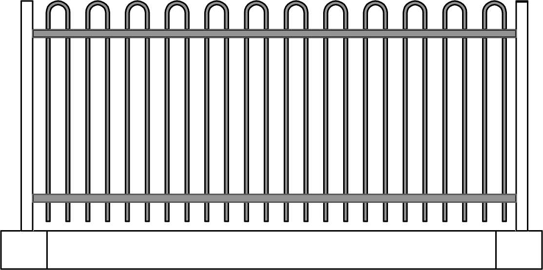 Gabaryty przęsła typowego: 2520 x 1200 mm elementy wypełnienia pionowe (co 110 mm) : 25x25x1,5mm kształtowniki poziome o przekroju C, profil zamknięty 60x40x3mm słupki 60x60x3mm wyposaŝone w