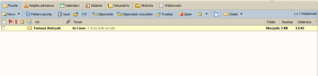 Po paskiem wyszukiwania znajduje się główny obszar serwisu pocztowego, podzielony na zakładki dotyczące poczty,