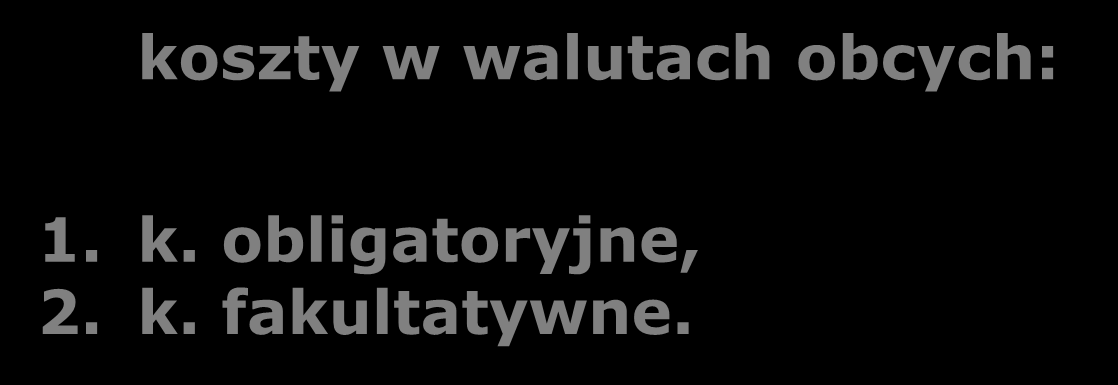 Podział kosztów w transporcie morskim kryterium podziału: waluta, w jakiej ponoszone są koszty eksploatacyjne statku koszty w walucie krajowej