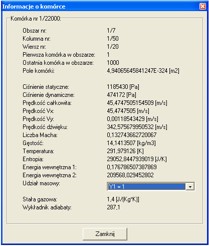 Informacja o komórce podaje dane o dowolnej komórce obliczeniowej: numer obszaru, w którym się znajduje, numer pierwszej i ostatniej komórki tego obszaru, numer wiersza i kolumny, w której znajduje