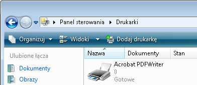 Rys. 1.16 Drukarka Acrobat PDFWriter, wymagana do funkcji: Wyślij wydruk domyślny. [Wykres] - wyświetla domyślny wydruk związany z aktywnym oknem.