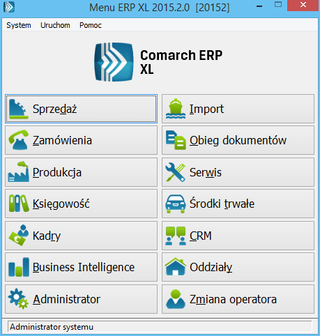 1.1 Panel z modułami Comarch ERP XL Rys. 1.1 Okno ustawień użytkownika Po uruchomieniu systemu i zalogowaniu operator zostanie wyświetlony panel (tzw.