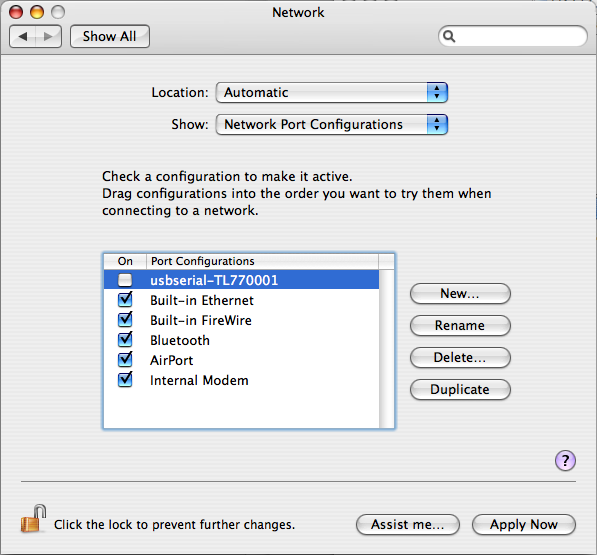 Jeżeli modem został prawidłowo wykryty przez system, należy otworzyć tablicę kontrolną System Preferences / Network.