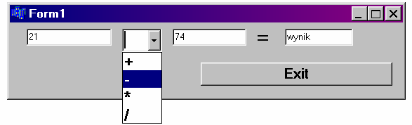 (9) Komponenty podstawowe Label, Button, Edit, Standard: Label, Button, Edit, (dostosować obrazek!) Po kliknięciu Button na Label powinna sie wyświetlić napis z Edit1.