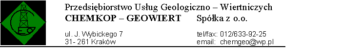 DOKUMENTACJA GEOLOGICZNO - INŻYNIERSKA DLA ROZPOZNANIA WARUNKÓW GEOLOGICZNO INŻYNIERSKICH OSUWISKA W CIĄGU DROGI 3556 W MIEJSCOWOŚCI ROPA W KM