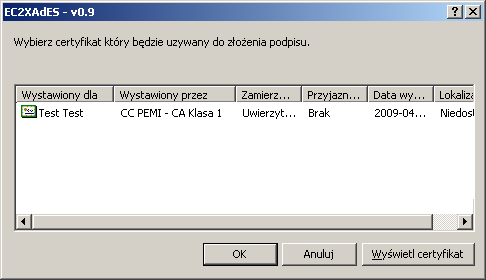 3. Składanie podpisu Przebieg składania podpisu: Krok 1. Uruchomienie aplikacji Krok 2. Wybór pliku do podpisu Program podaje skróconą instrukcję obsługi.