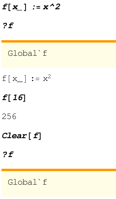 Wªasne denicje Program Mathematica Funkcje deniujemy u»ywaj c skªadni nazwa[x_]:= wzór Uwaga: pami tajmy by nie mie zmiennych o nazwie u»ywanej w denicji funkcji, np x Denicj funkcji
