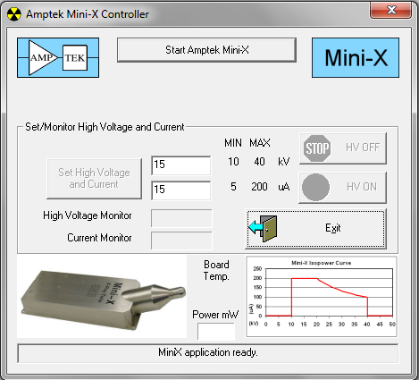 9. Uruchom program obsługujący lampę rentgenowską klikając ikonkę Mini-X Controller na pasku zadań. 10.
