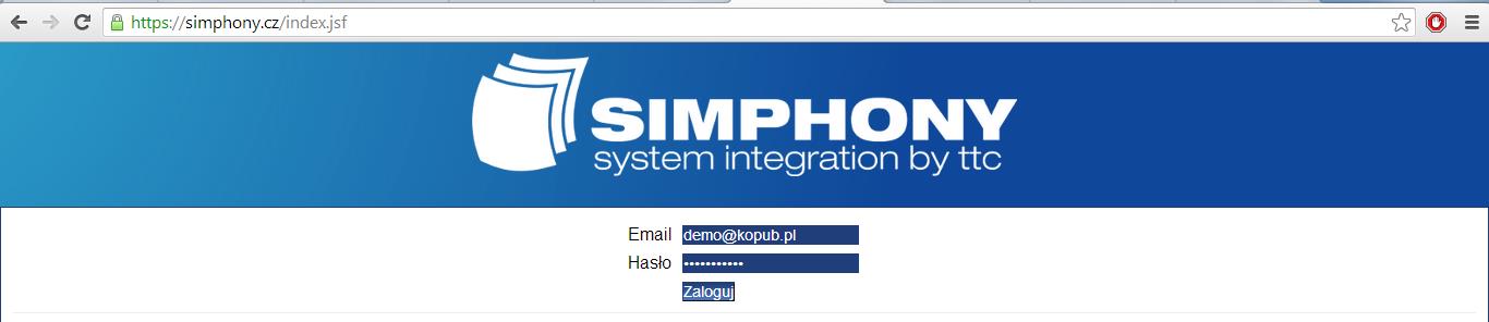 1 Aplikacja serwerowa 1.1 Graficzny opis interfejsu Do obsługi aplikacji potrzebna będzie internetowa przeglądarka, np. Firefox. Po wprowadzeniu adresu ( http://www.simphony.