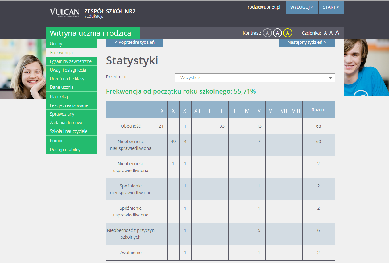 Przeglądanie informacji o uczniu