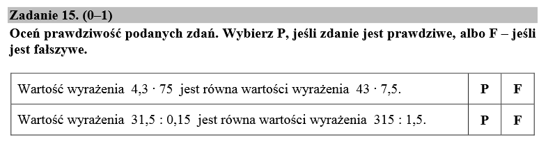 Matematyka największe trudności Poziom wykonania: 32% I. Sprawność rachunkowa 5. Działania na ułamkach dziesiętnych.