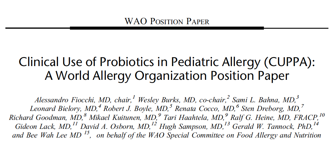 World Allergy Organisation Stanowisko 2012 Probiotyki nie mają potwierdzonej roli w