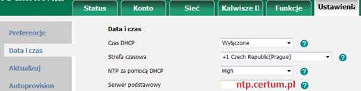 Strona 5 h) Ustawienia daty i czasu W zakładce Ustawienia wybieramy zakładkę Data i czas i zmieniamy strefę czasowa na +1 Czech