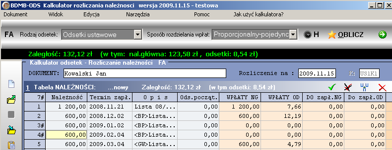 Znak # oznacza, że wiersz został zaznaczony Przycisk zaznaczania pojedynczego wiersza Przycisk wszystkie wierszy.