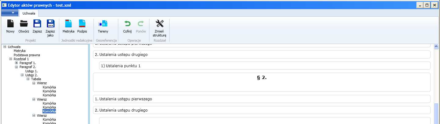 Rysunek 9 Edycja treści tabeli Użytkownik może formatować tabelę scalając poszczególne komórki. W trakcie edycji Tabeli w oknie edycji pojawia się panel formatowania tabeli (rys 9).