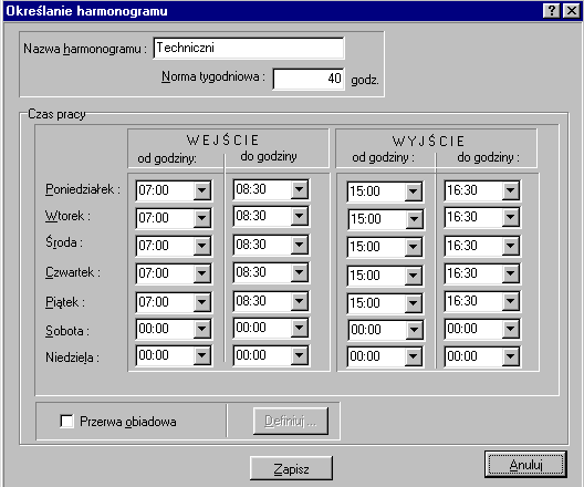 informacje o planowanych absencjach (urlopy, delegacje, zwolnienia, praca poza terenem firmy itp.).