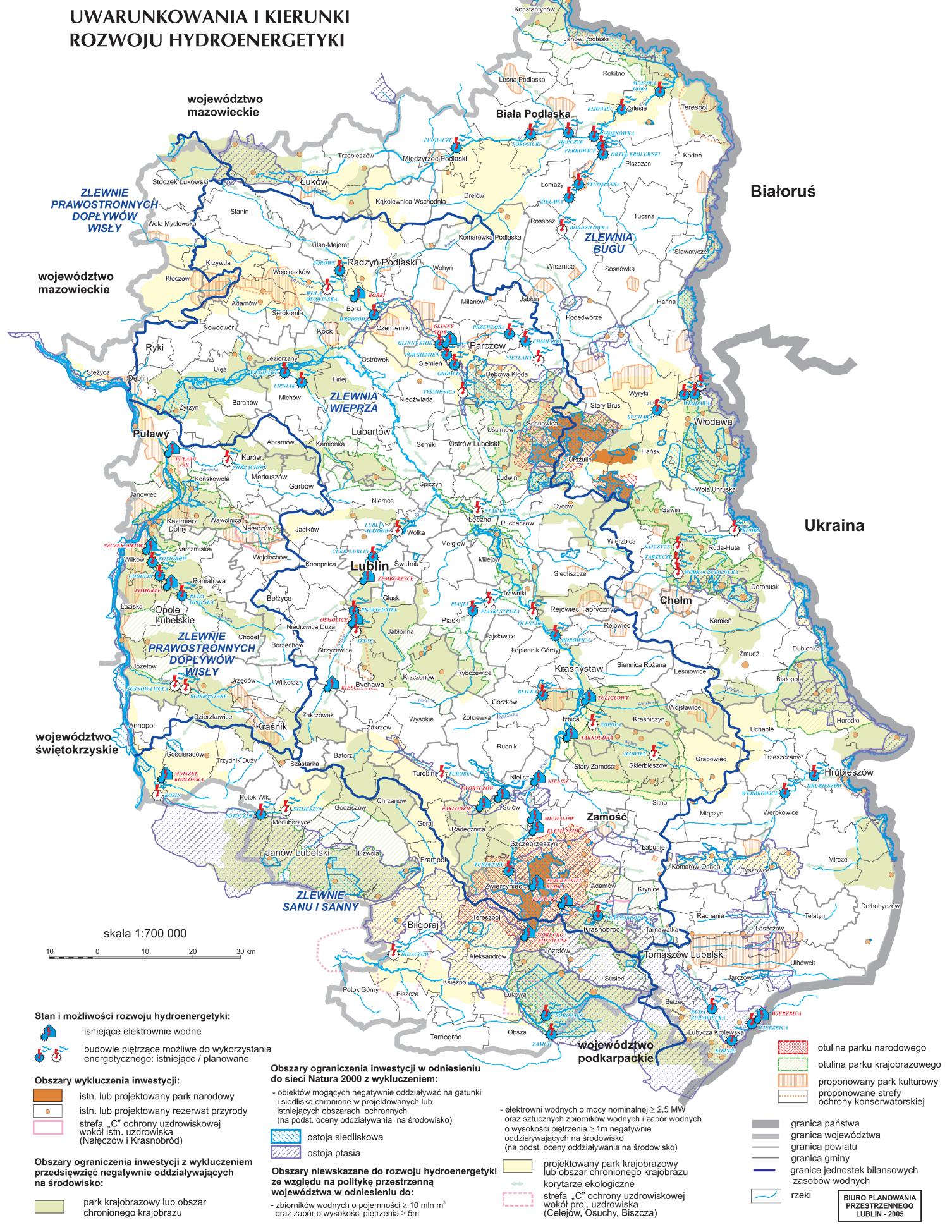 energii wodnej (hydroenergetyki) w województwie lubelskim. PRZESTRZEŃ I ŚRODOWISKO Mapa 21.