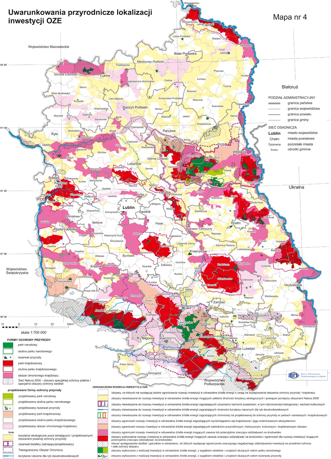 DIAGNOZA SYTUACJI SPOŁECZNO-GOSPODARCZEJ STRATEGIA ROZWOJU GMINY JABŁONNA NA LATA 2015-2022 Mapa 22. Ograniczenia rozwoju energetyki ze źródeł odnawialnych w woj. lubelskim. ROZDZIAŁ III.