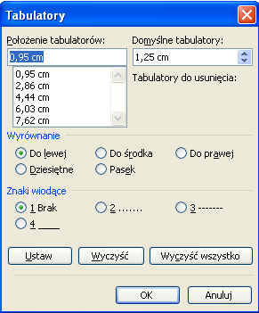 3.8. Wstawianie, usuwanie i użycie tabulatorów Strona 22 z 54 Tabulator to miejsce do którego przenosi się kursor po wciśnięciu klawisza TAB. Możemy przy jego pomocy sformatować tekst i stworzyć np.