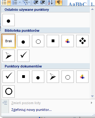 Strona 25 z 54 RYSUNEK 22 OKNO PUNKTORY I NUMERACJA Jeżeli spośród dostępnych znaków nie możemy wybrać nic pasującego do sytuacji, mamy możliwość wybrania dowolnego znaku oraz określenia jego