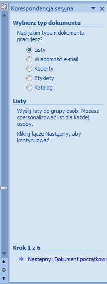 Strona 39 z 54 wysyłkowe Rozpocznij korespondencję seryjną Szczegółowo opisany zostanie Kreator korespondencji seryjnej.