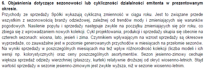Działalność sezonowa i jednorazowa w sprawozdaniach - w kaŝdej firmie