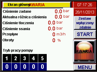 Zadane wartości ciśnień P min i P max określane są w sterowniku poprzez parametry (Kaskada) histereza załączenia pompy i (Kaskada) histereza wyłączenia pompy znajdujące się w ekranie Nastawy ZH.