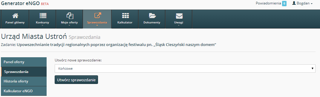 w czerwony przycisk Powrót do oferty. Użytkownik zostanie wtedy przeniesiony do formularza złożonej oferty.