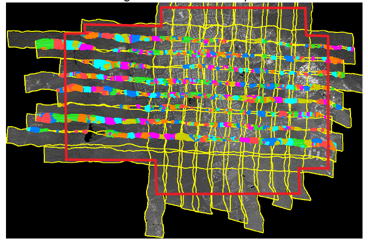 Projektowanie podziału obszaru skanowania ALS na Bloki LiDAR Realizacja misji fotolotniczej (2) Projektowanie szeregów nalotu Bloki LiDAR tworzone są z równoległych szeregów (pasów) skanowania o
