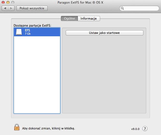 Konfiguracja 17 Aplikacja Paragon ExtFS for Mac OS X jest bardzo prosta w użyciu. Program można skonfigurować przy użyciu interfejsu graficznego lub z poziomu wiersza poleceń.