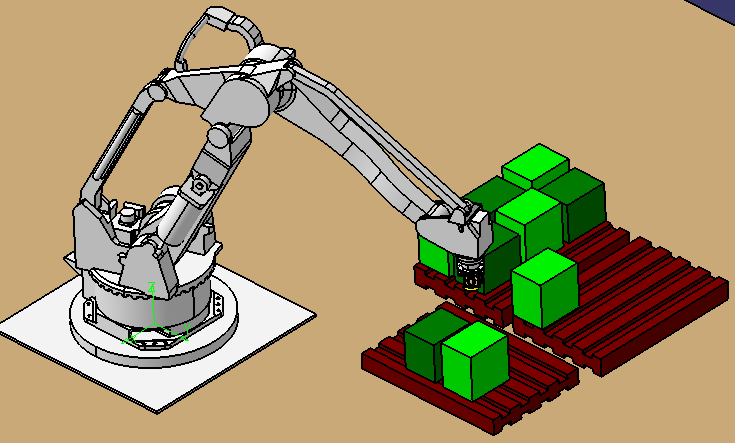 Rys. 3 Model chwytaka Modele pozostałych elementów stanowiska (podstawy pod robota, palety i pudełek) przedstawiono na rysunku 4. Rys.