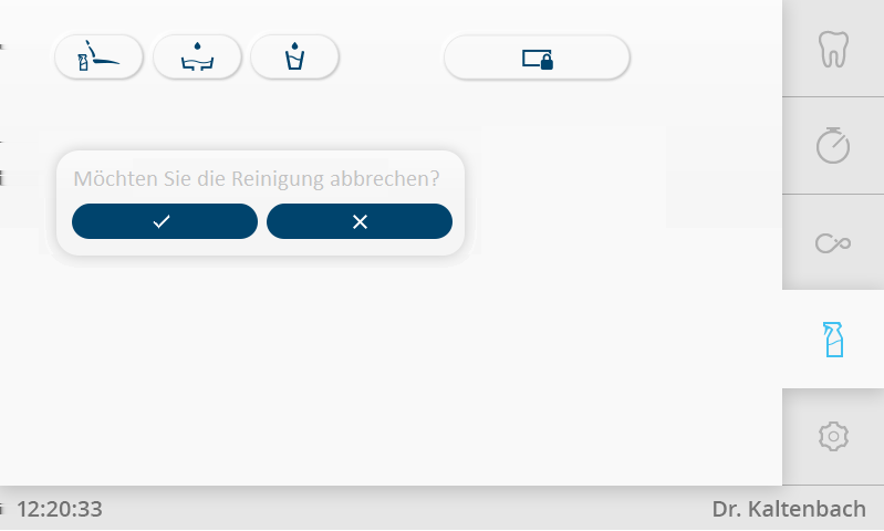 2 Metody przygotowania wg DIN EN ISO 17664 2.7 Automatyczne programy czyszczenia Włożyć COMFORTbase w adapter. 2.7.2 Przerywanie programów czyszczenia Nacisnąć przycisk x, aby przerwać program czyszczenia.