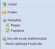 W skład zestawień poczty wchodzą: Skrzynka odbiorcza prezentuje odebrane wiadomości; Kopie robocze prezentuje tworzone, ale jeszcze nie wysłane wiadomości; Wysłane prezentuje listę wszystkich