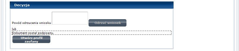 Ekran 2.11. Potwierdzenie podpisu kodem weryfikującym Na adres poczty pracownika punktu potwierdzającego wysłany jest kod weryfikacyjny, który naleŝy skopiować i wkleić do okna Kod weryfikacyjny:".