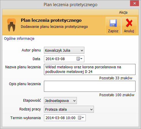 3.5.3. Plan leczenia jedno- lub wieloetapowy Plan leczenia może być jedno lub wieloetapowy. Plan jednoetapowy używa się np.