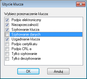 5. Upewnij się, że pole "Zastosowanie klucza" jest zaznaczone, następnie wybrać "Inne...". 6.