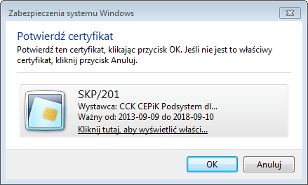 7. Zatwierdź operację przyciskiem Zarejestruj. 8. Zamknij program. 9. Upewnij się, że karta znajduje się w czytniku. 10. Uruchom przeglądarkę internetową Internet Explorer lub Chrome. 11.