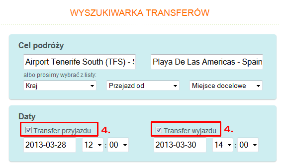 3. Prosimy o nazwę miejsca docelowego, do której transfer musi przywieźć pasażera/pasażerów, np. Nazwa miasta/ rejonu/ regionu/ miejscowośći w której są hotel lub apartament: 4.