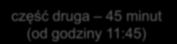 Harmonogram przebiegu sprawdzianu część pierwsza 80 minut (od godziny 9:00) EGZAMIN JEDNODNIOWY przerwa uwzględniająca wydłużenie czasu