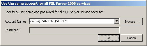 same account for all SQL Server services.