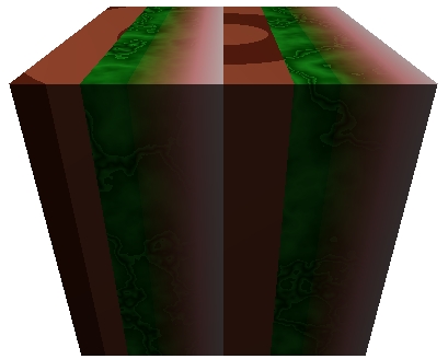 box { -1, 1 gradient x pigment_map { [0.33 wood ] // drewno [0.33 Jade] // nefryt [0.5 Jade] [.86 marble] // marmur rotate x * 60 scale 1.5 Mapy pigmentów można zagnieżdżać, np.
