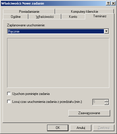 118 Kaspersky Administratin Kit Rysunek 91. Mdyfikacja ustawień zadania. Zakładka Terminarz.