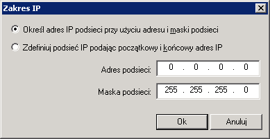 24 Kaspersky Administratin Kit W celu ddania zakresu IP, który kreśla pdsieć należy kliknąć przycisk Ddaj.